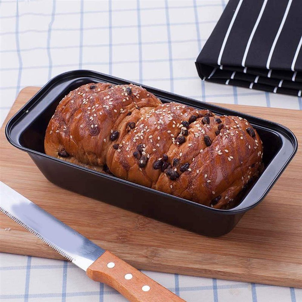 Black 1PC Carbon Steel Baking Non Stick Coated Bread Tray Pan (25CM)