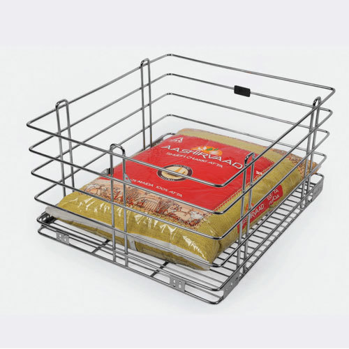 Stainless Steel Silver Grain Trolley Basket