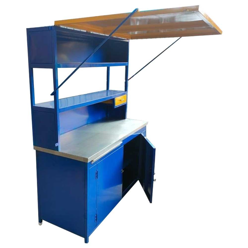 Blue and Silver Color Coated Mild Steel Fast Food Stall