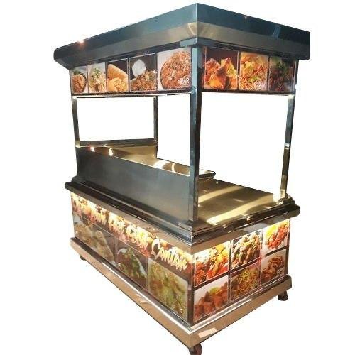 White Stainless Steel Fast Food Stall, Vehicle Model: Wheel