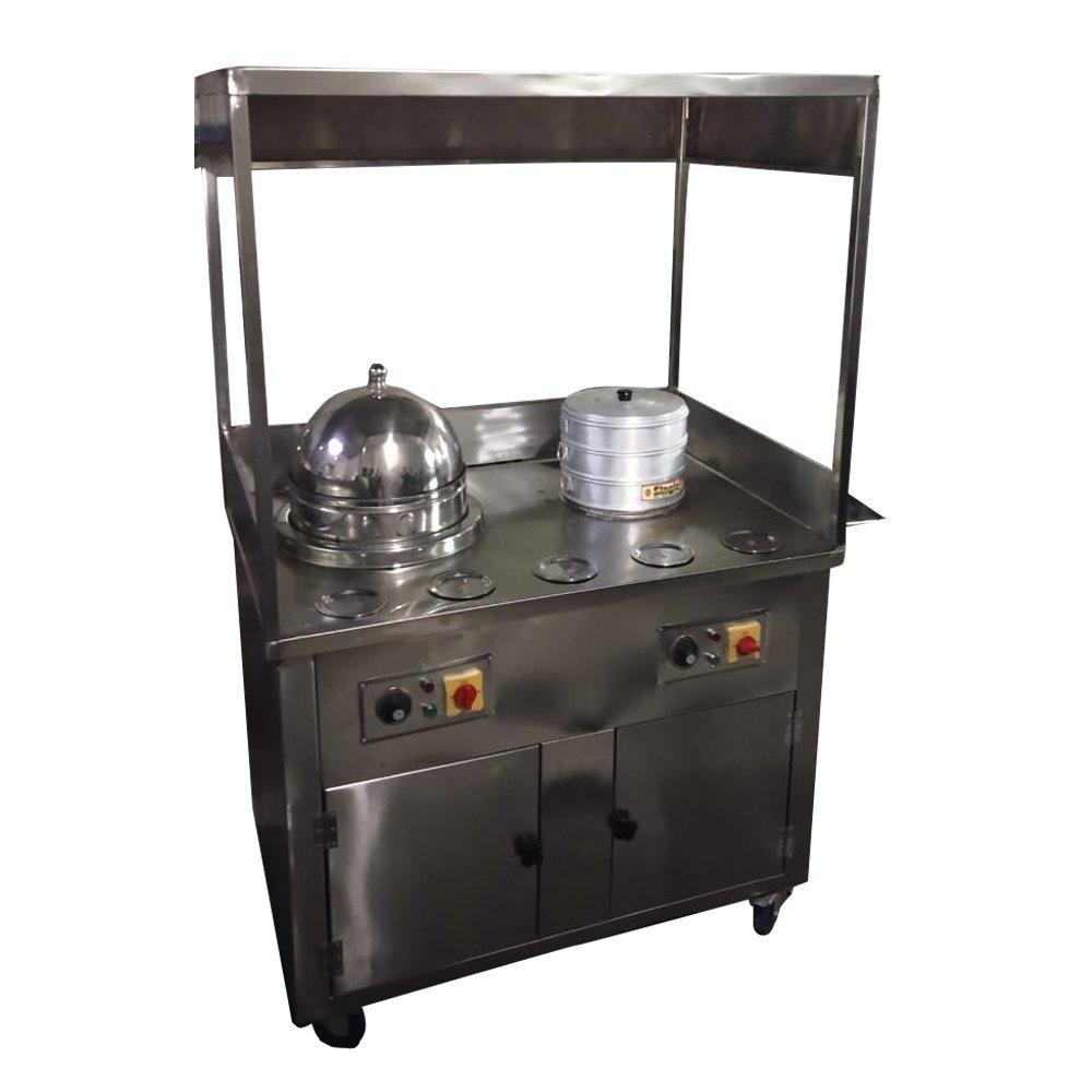 Stainless Steel Silver Sweet Corn And Momos Combo Counter Model