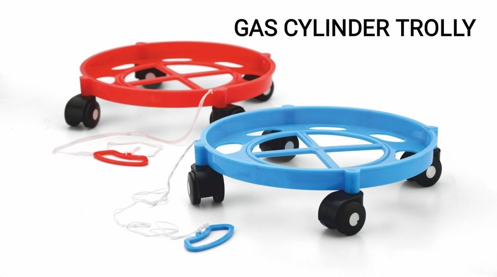 AAA Red Plastic Cylinder Gas Trolley, For HOME