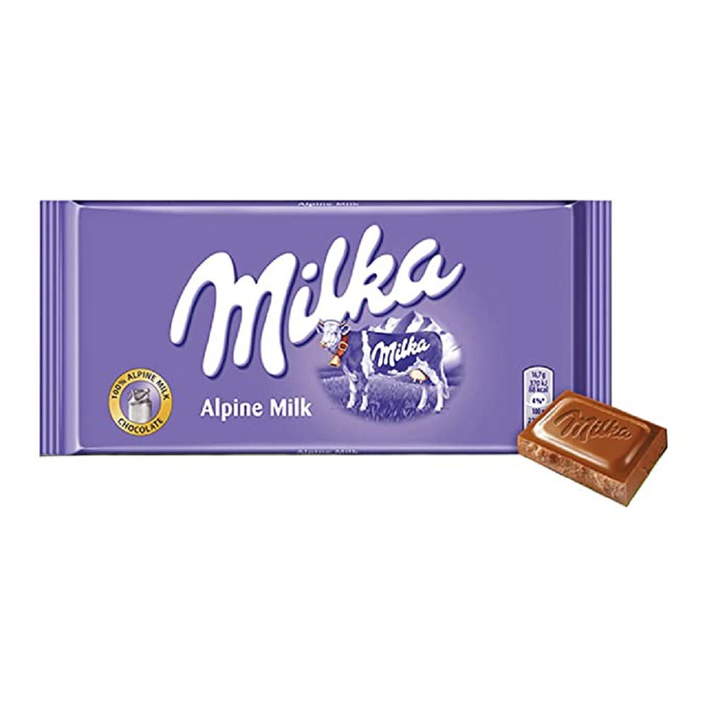 Sweet Rectangular Milka Chocolate Slabs 100gm