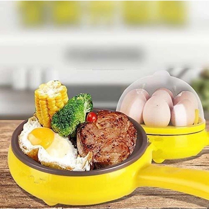 Multifunctional Electric 2 In 1 Frying Pan With Egg Boiler, For Home use