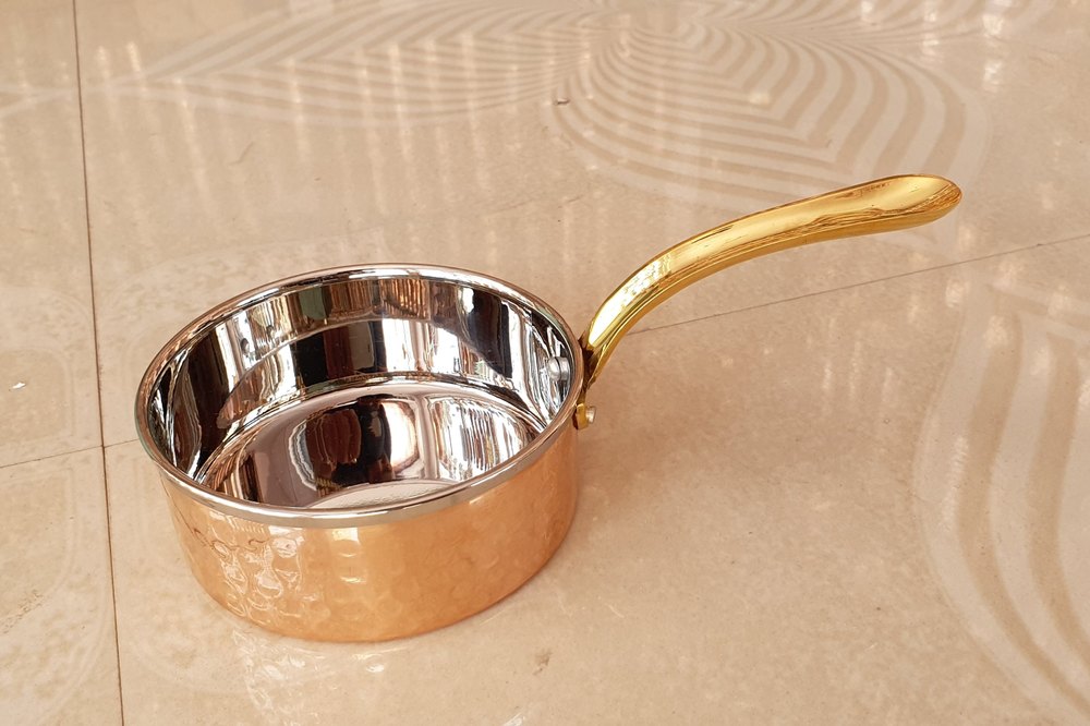 Fry Pan Mirror Finish Copper Tea Pan Pot for Kitchen, Size: 2*4.5 Inch