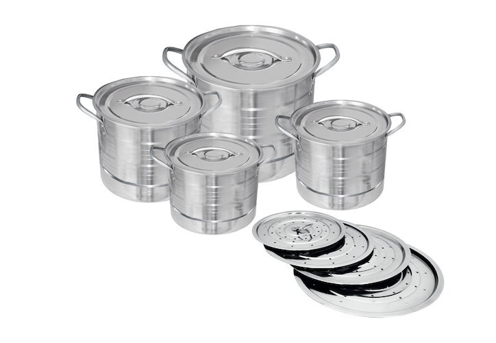 Stainless Steel Steamer Stock Pot - Silver Touch, For Kitchen, Size: 3 Qt To 24 Qt