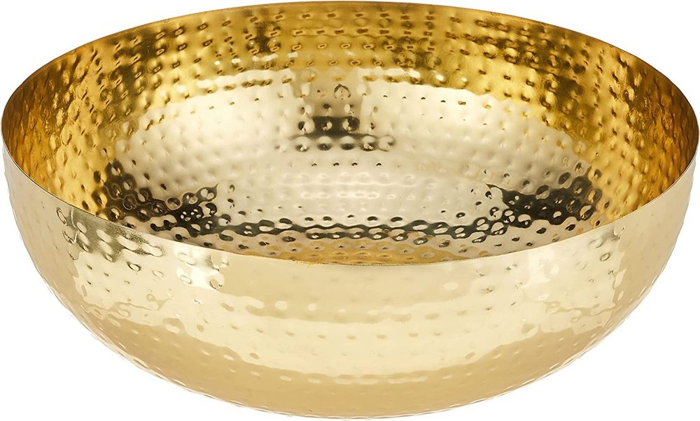 Gold Round Hammered Brass Bowl 7 Inch, For Home img