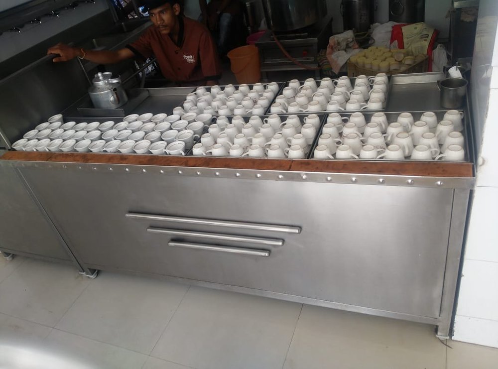 Stainless Steel Tea Counter, For Catering, Without Burner