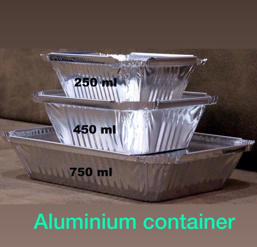 Silver Rectangular Aluminium Food Container, For Event And Party Supplies