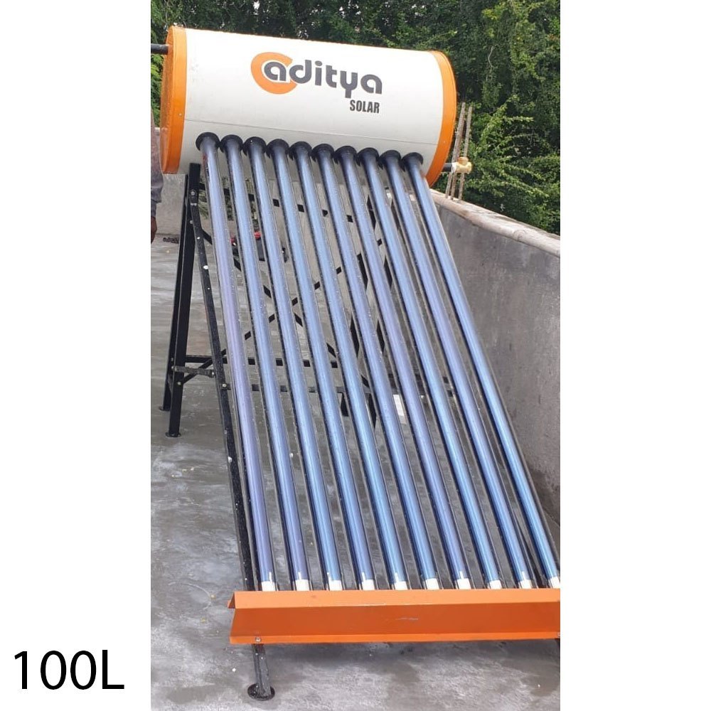 100L Aditya Solar Water Heater, Black, Orange and White