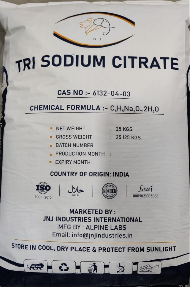 Sodium Citrate White Powder, Packaging Type: Bag, Packaging Size: 25 kg