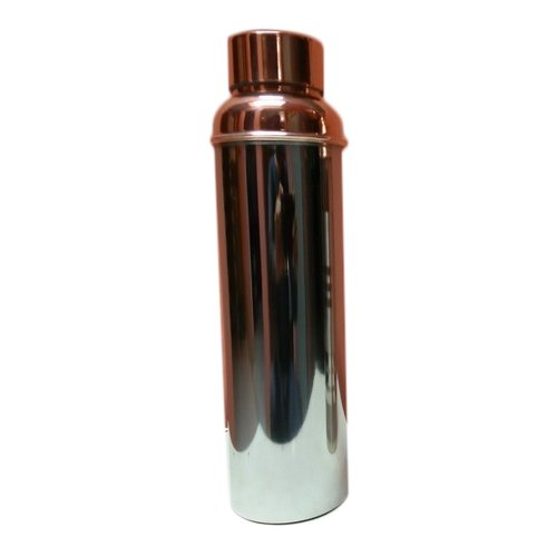 Brown Polished Copper Round Water Bottle and Round Glass Set