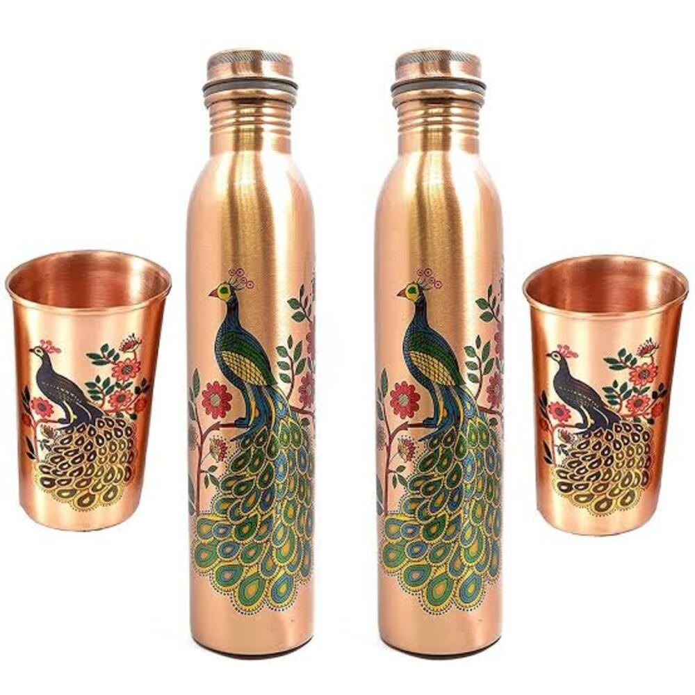 Printed Copper Water Bottle, 500 mL