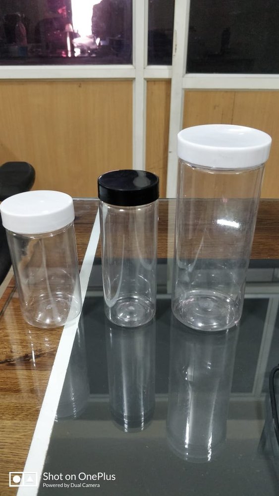 Transparent Round Tube PET Jars, Capacity: 300ml, 600ml And 1000ml