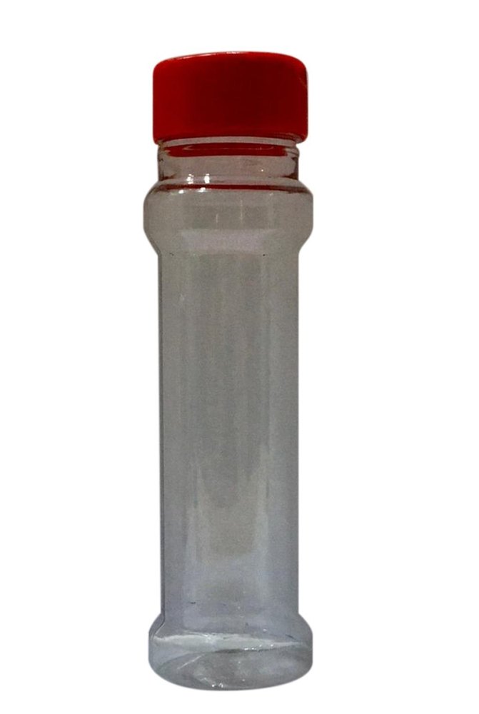 Transparent and Red 120gm Plastic Spice Bottles, Capacity: 140gm