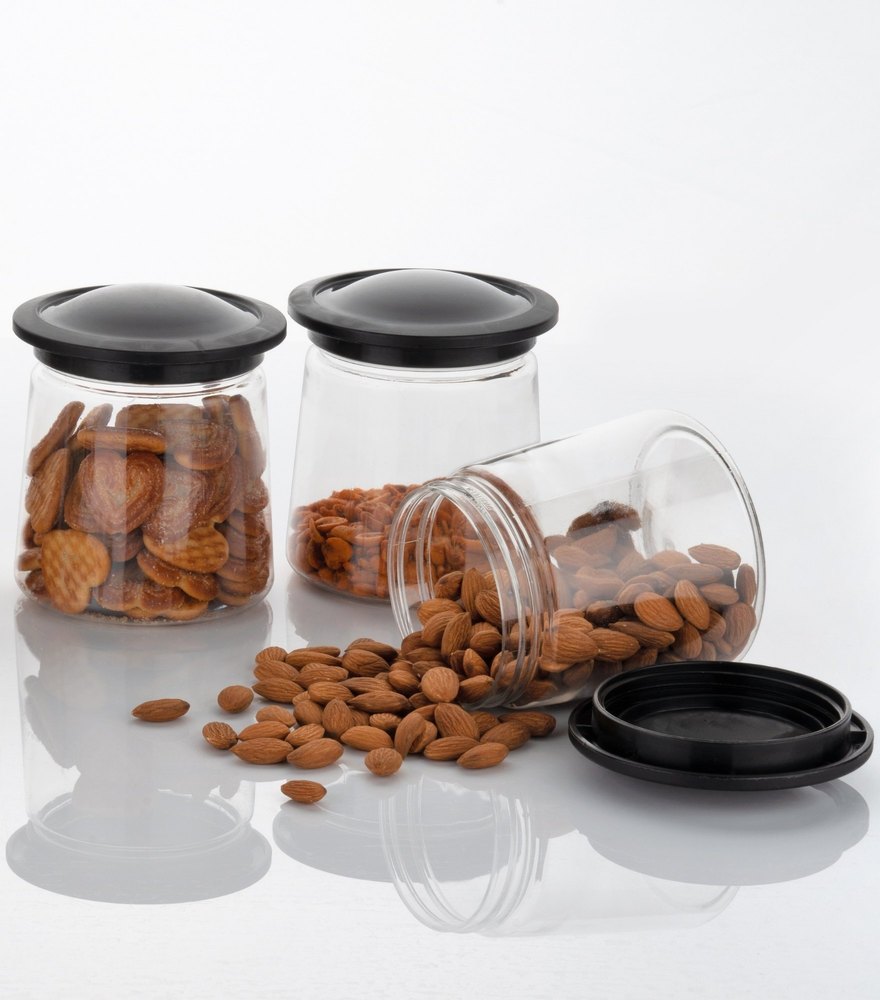 Black, c green Plastic Food Container Jar, Capacity: 600ML img