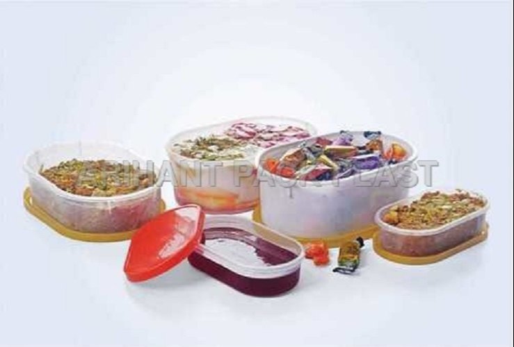 Printed Round Plastic Oval Container, For Food Storage, Packaging Type: Box