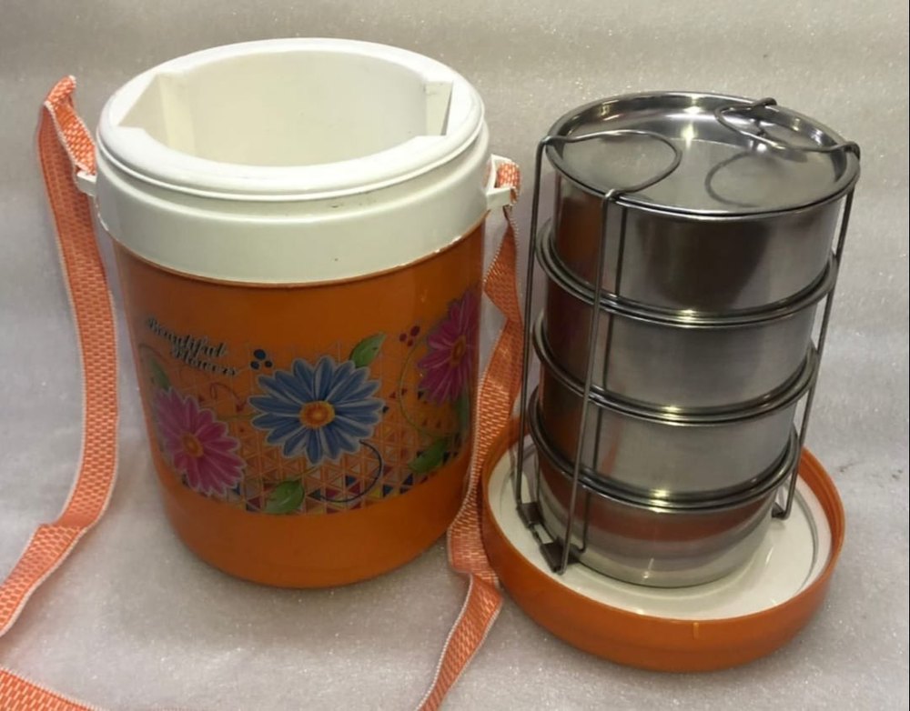 Stainless Steel Insulated Lunch Box 4 Containers, For Office