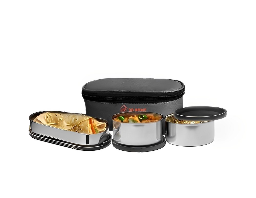 premium quality lunch box with 2 stainless steel and 1 chapati box at affordable price