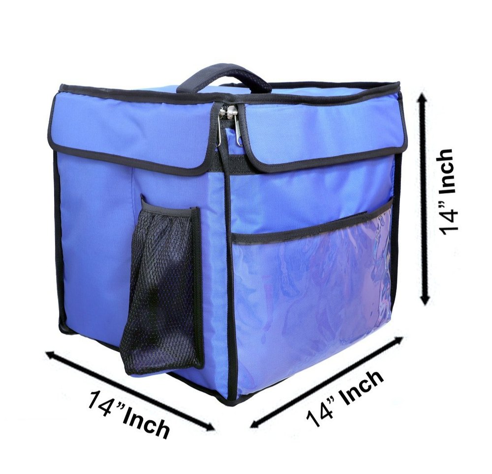 Ultrafine Polyester Plain Blue Food Delivery Bag, Size/Dimension: 14 X 14 X 14 Inch