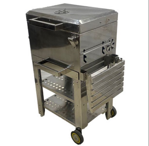 Stainless Steel Outdoor / Indoor Charcoal Barbecue Grill Trolley Type, For Home kitchen, Size: 36x18x36 Inches(lxdxh)