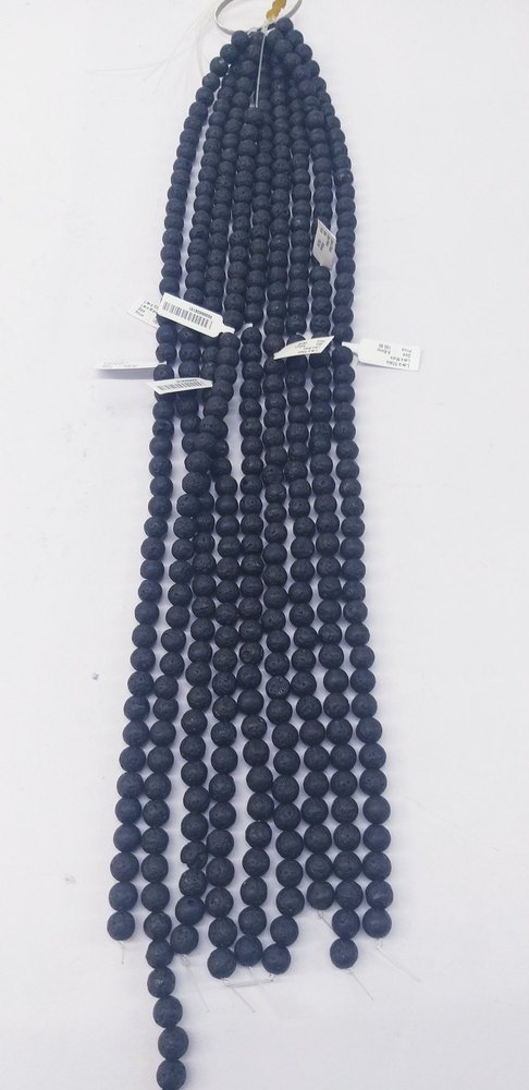 Pan India Black Lava Beads Mala, Size: 8 mm