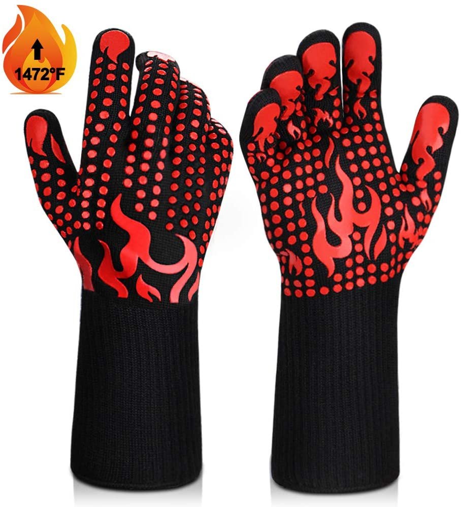 BBQ Gloves Heat Resistant Grilling Gloves for Grill, Baking, Fireplace, Boiling