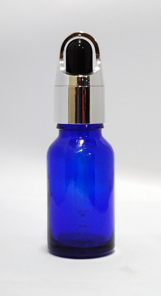 10Ml Essential Oil Bottle - Blue with White Plastic Cap