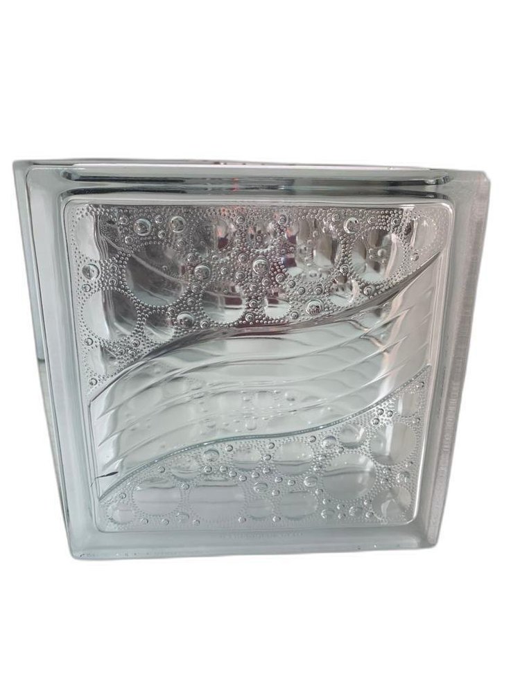 Transparent Glossy River View Glass Block, Size: 190 x 190 x 80 mm