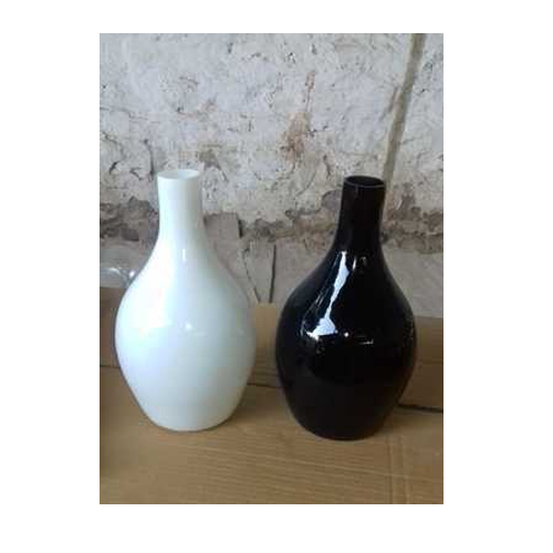 White And Black Glass Vase, Size: 10 Inches