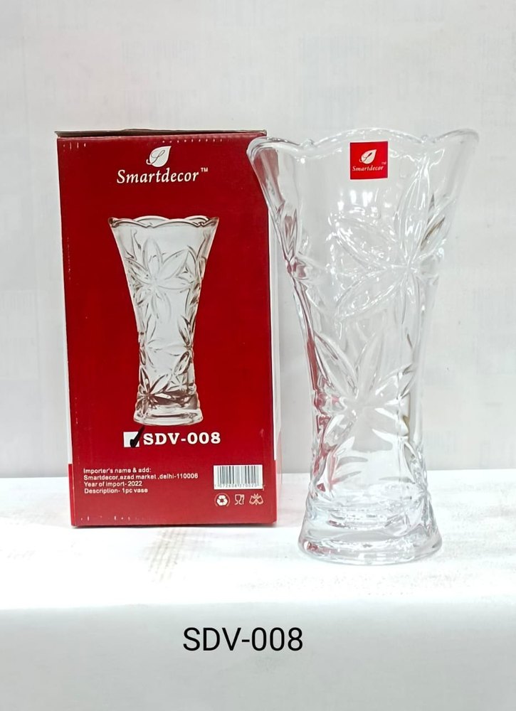 Transparent Glass Flower Vases, Size: 9.5inch