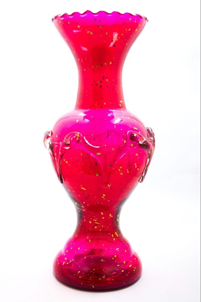 Pink Colour Glass Flower Vase, Size: 12 Inch (height)