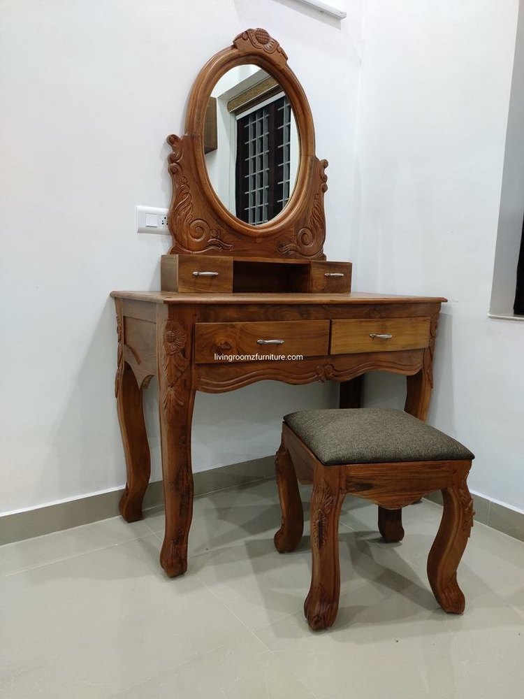 LRF Brown Teak Wood Dressing Table, For Home, Size: 3\' X 6\'