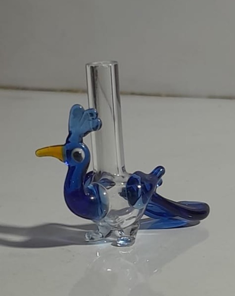 Blue Glossy Peacock Shape Glass Handicraft, For Interior Decoration, Size/Dimension: 2 Inch (length)