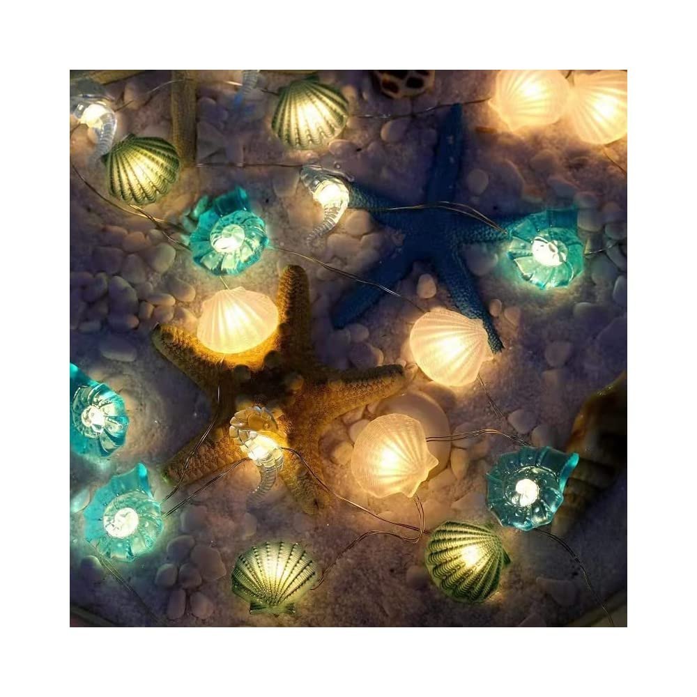 Sea Beach Shell Starfish Seahorse 30LEDs String Lights 10ft Nautical Theme Decor