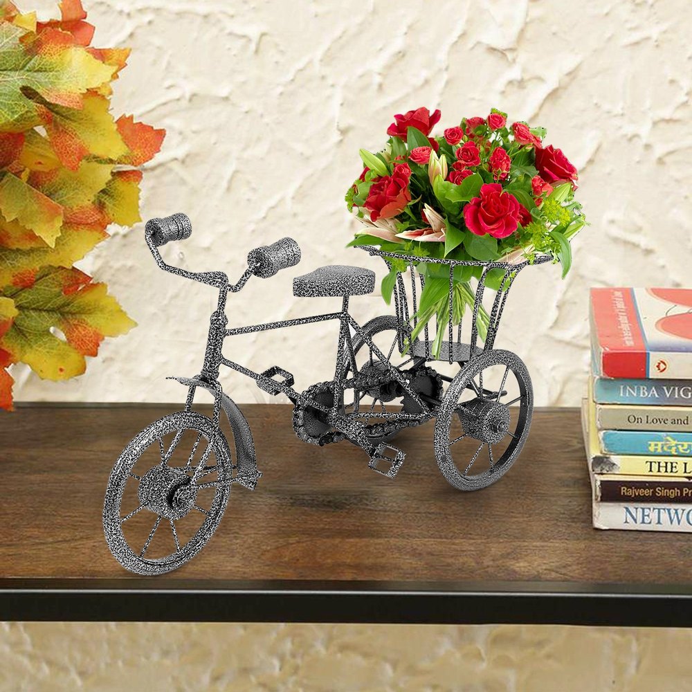 antique black flower rickshaw, Shape: Cycle