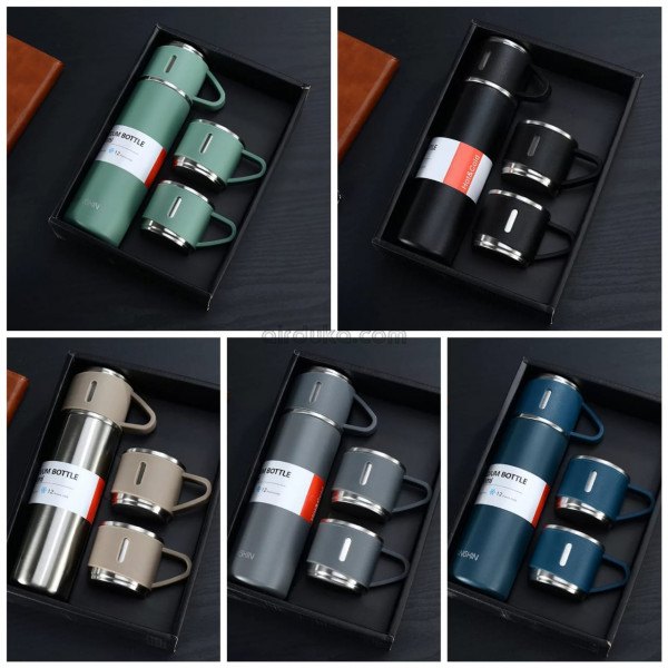 S S Stainless-steel Flask with 2 cup set, For Office, Capacity: 500ml