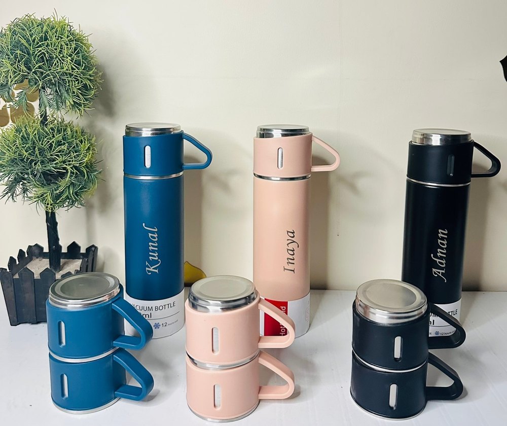 Stainless Steel Personalized Vacuum Flask Gift Set (Multicolor) img