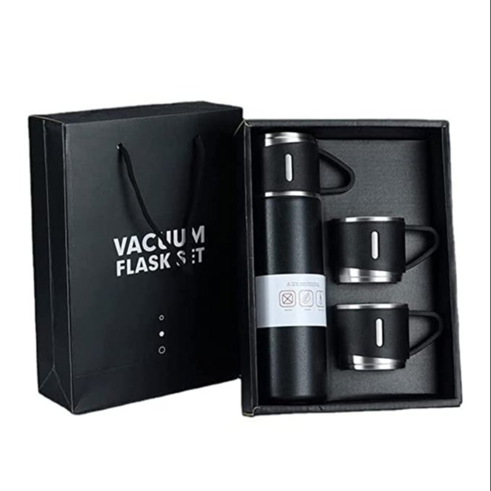 Stainless Steel Vacuum Flask With 2 Cups Gift Set, For Gifting, 500 mL