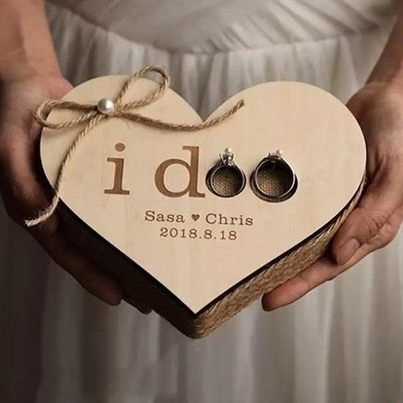 Wooden Brown Designer Wedding Ring Ceremony Tray