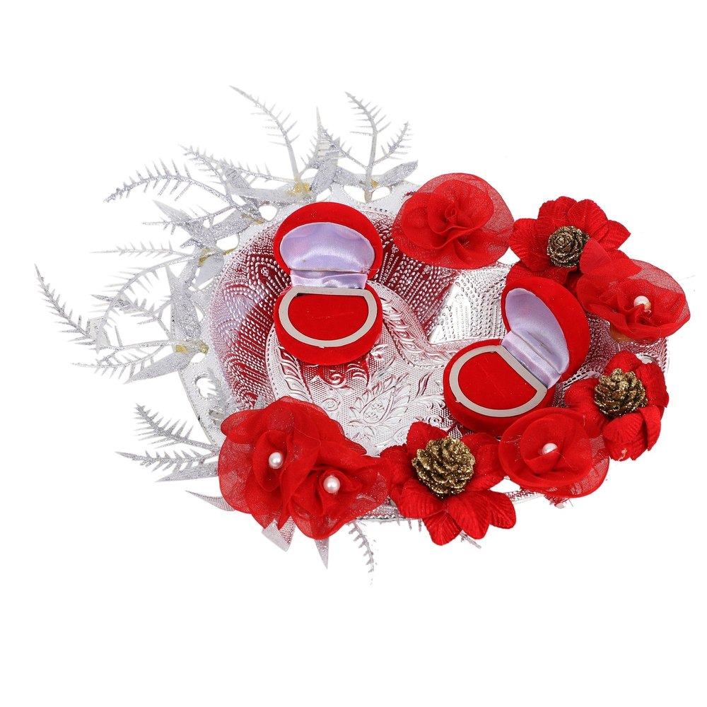 Red and White Engagement Ring Ceremony Tray, Size/Dimension: 20cm