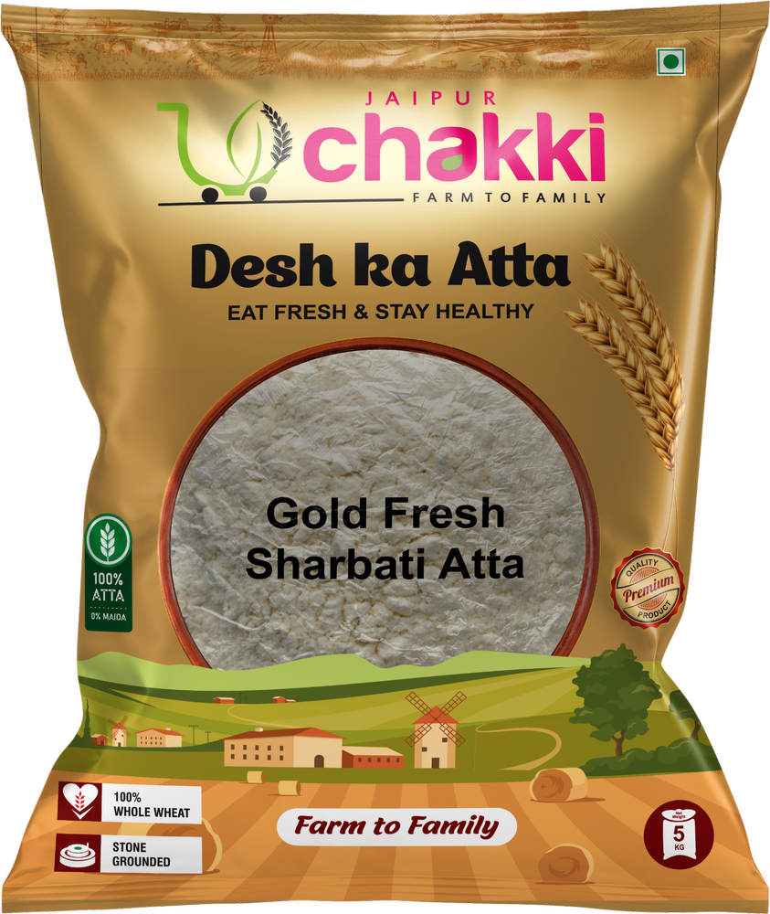 jaipur chakki Gold Fresh Mp Sharbati Atta, Packaging Size: 10kg, Packaging Type: Plastic Bag