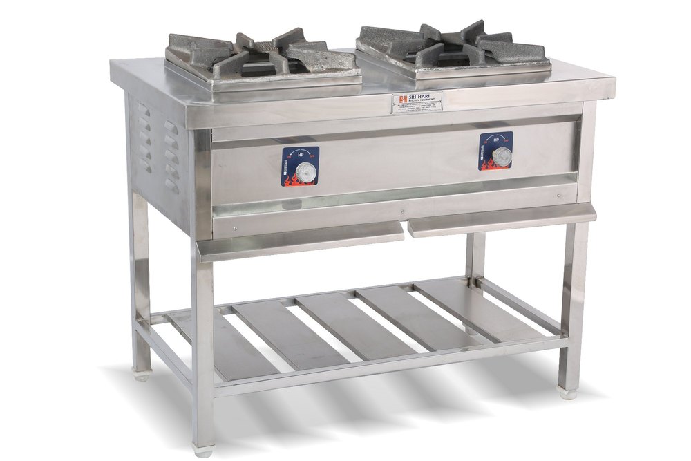 Stainless Steel GAS STOCK POT RANGE WITH TWO BURNER, 2