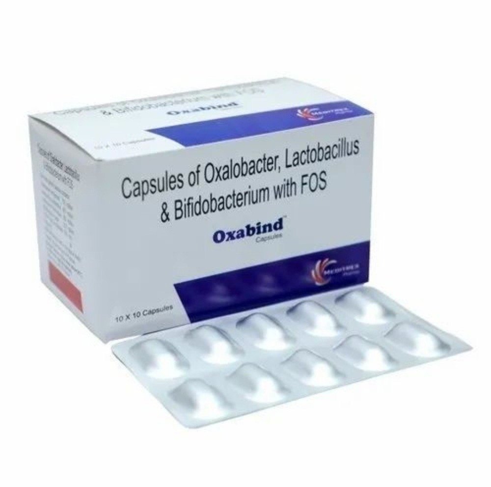 oxabind Oxalobacter Lactobacillus And Bifidobacterium With Fos Uses, For Hospital, Packaging Size: 10*10