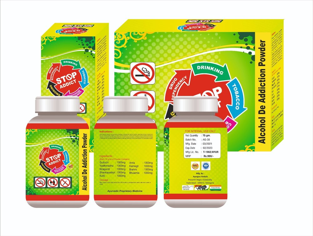 Ayur Gen Stop Addiction Powder, Ayurgen Herbals, Packaging Size: 225 Grams