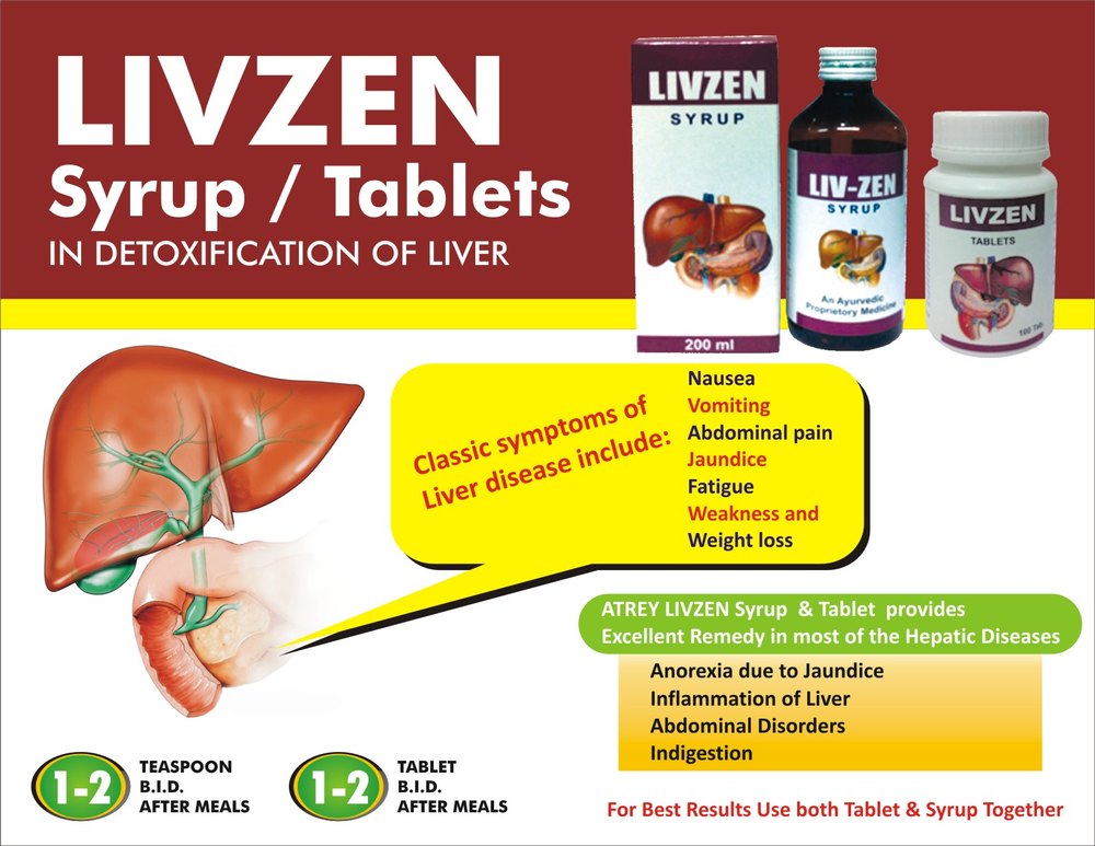 Livzen Syrup/Tablet, Treatment: General Liver Disfunction, Atrey Pharmaceuticals