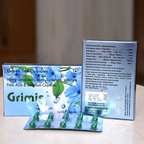 GRIMIS Green Tea Extract Lycopene, Methycobalamine, Vitamnis & Selenium Caps., LIFEVISION HEALTHCARE, 10X1X10