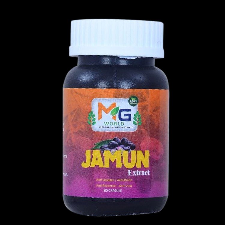 MG World Jamun Extract Capsule, 60 Capsules, Packaging Type: Plastic Bottle