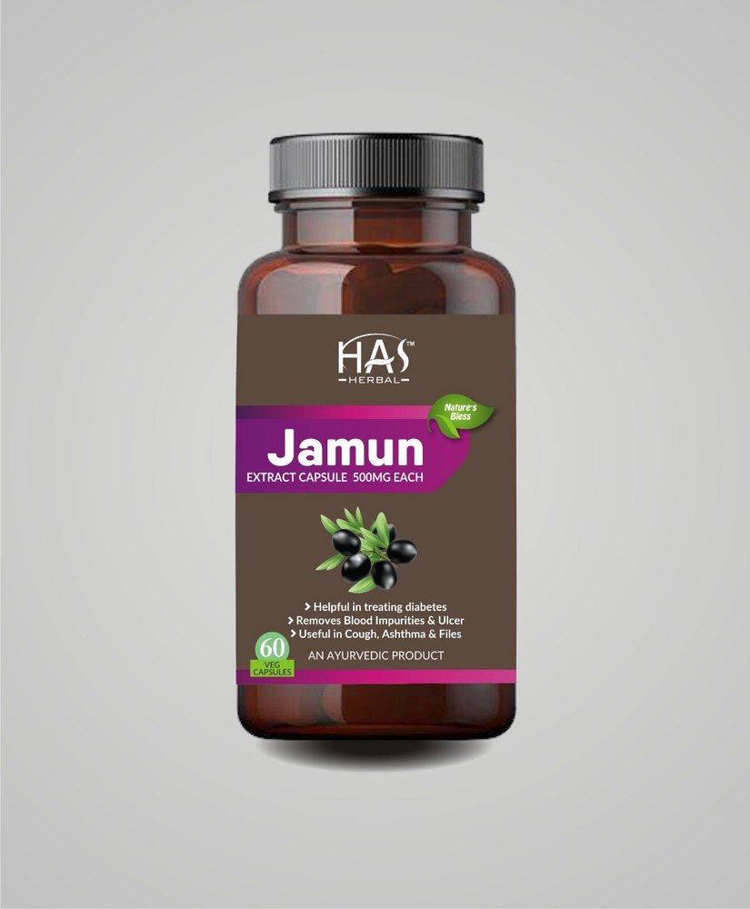 Has Herbal 500mg Each Jamun Extract Capsule, Treatment: Diabetes, Packaging Type: Bottle