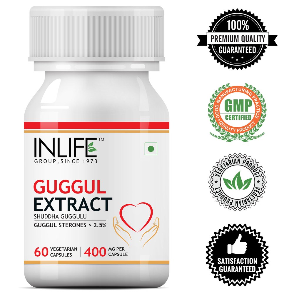 Inlife Guggul Capsules Extract Supplement 400mg - 60 Vegetarian Capsules